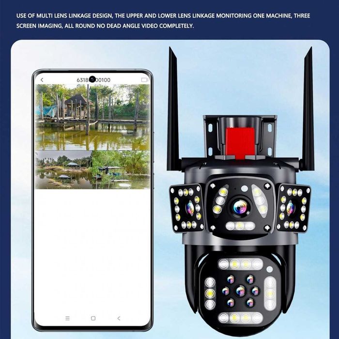 V380-A14 WIFI ТРОЙНА IP Камера  Въртяща водоустойчива WiFi камера