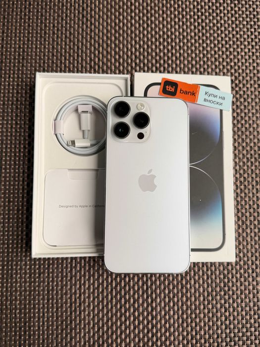 100% БАТЕРИЯ! iPhone 14 Pro MAX Лизинг от 20€/мес / Silver 128Gb - бял/ сив