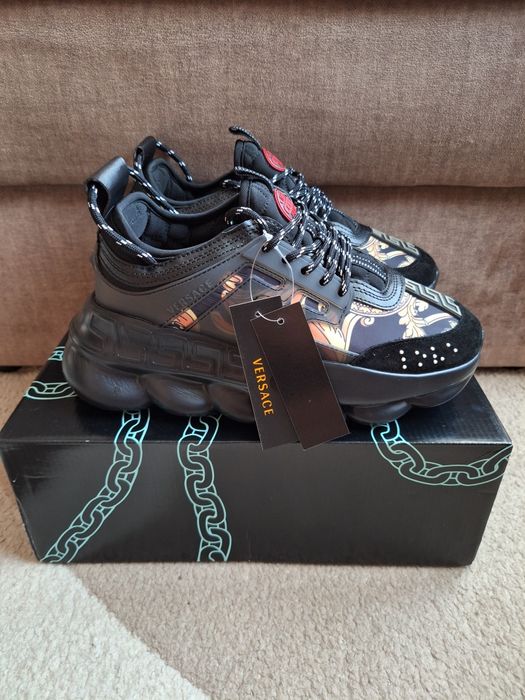 Papuci Versace Chain Reaction Negrii Gold 41