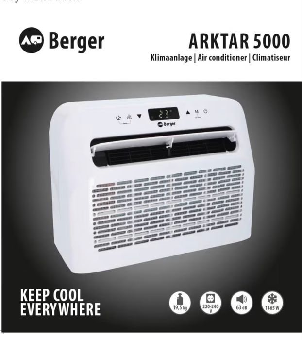 Aer conditionat split rulota sau autorulota Berger Aktar 5000 BTU