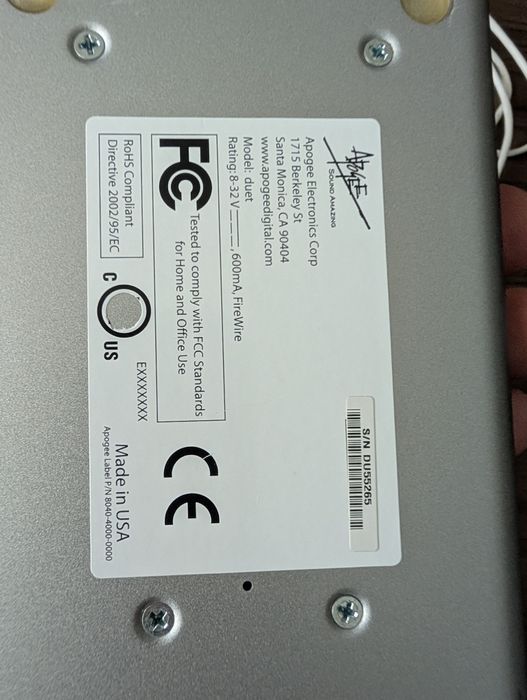 Apogee Duet Firewire macOS Apple Macintosh