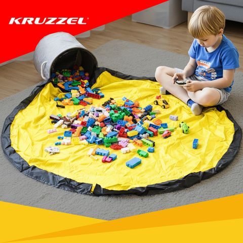 Cos de Jucarii ,Covoras de Joaca,Pliabil, 20L, Impermeabil, Gri/Galben