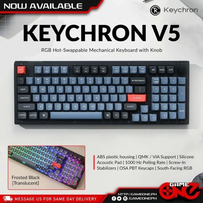 Русская Раскладка! Keychron V5 RGB Механическая Проводная Клавиатура