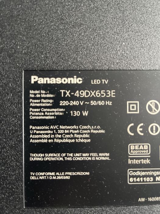 Televizor Panasonic TX-49DX653E (124 cm) pentru piese - Ecran perfect