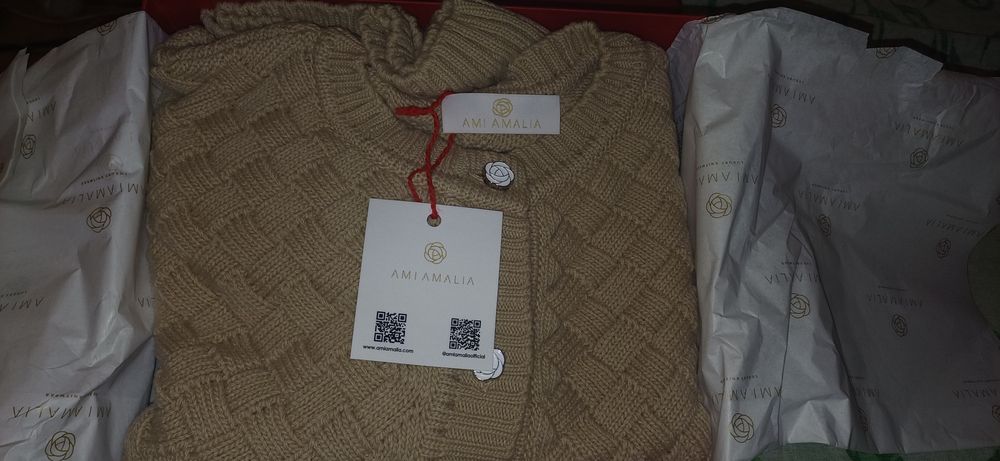 Cardigan Ami Amalia "Clouded Squares" - NOU, mărime L
