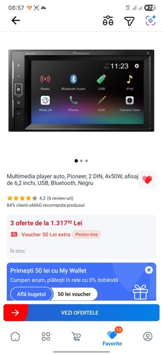 Pioneer DMH A240 DAB Bluetooth 4x50w auto