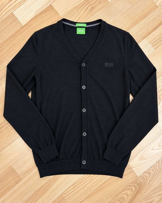 Cardigan BOSS Hugo Boss Green bărbați, negru, lână merinos extrafină, Regular Fit, mărimea M