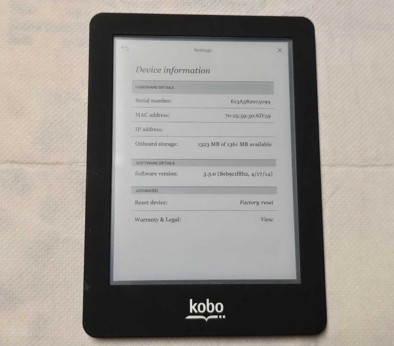 eBook Reader Kobo Glo (N613) - Ecran 6" Iluminat, 1024x758, MicroSD