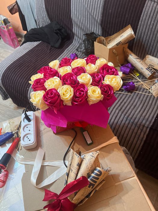 Букеты из атласных лент