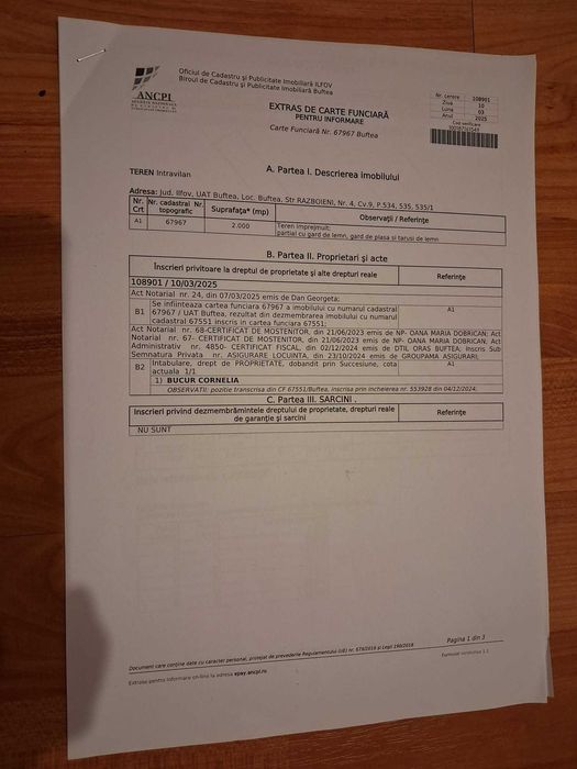 Teren de casa in Buftea, cu toate utilitatiile 50 euro mp