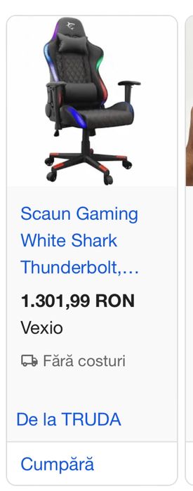 Scaun gamin White Shark RGB