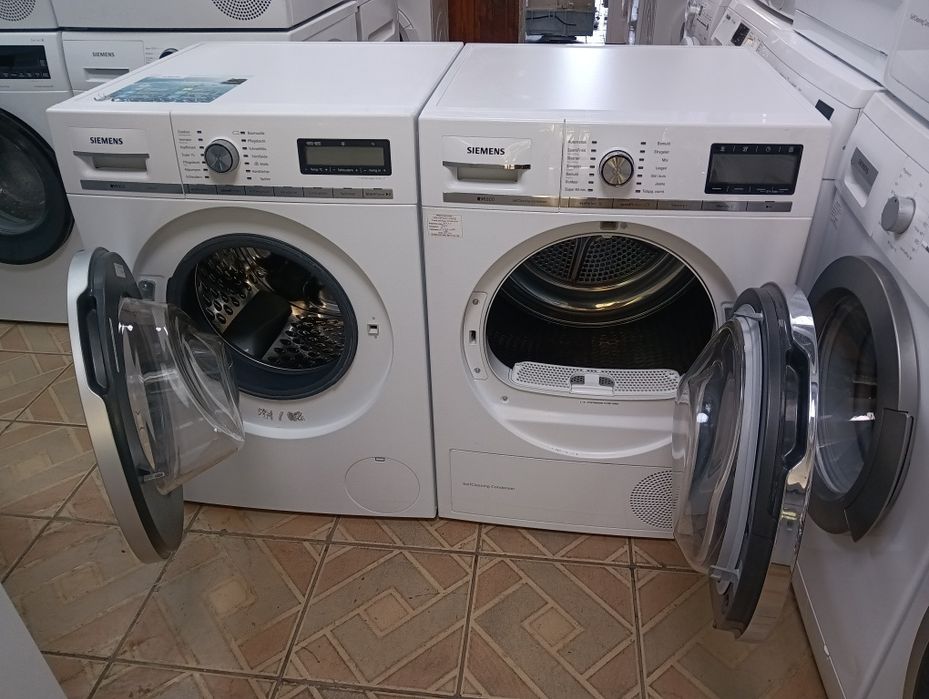 Комплект пералня и сушилня с термопомпаSiemens IQ800 2 години гаранция