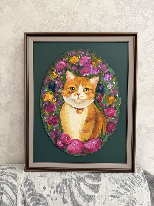 Картина кошки в рамке