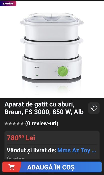 Aparat gătit cu abur  Braun
