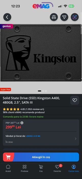 Vand ssd 480 sata III ca nou