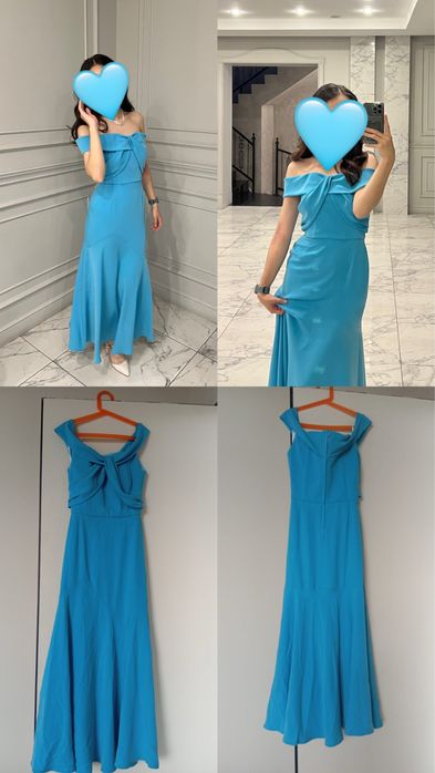 Вечернее голубое платье для выпускного