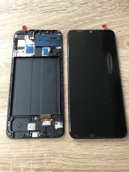 Дисплей за Samsung A50 BIG OLED с рамка и работещ пръстов отпечатък