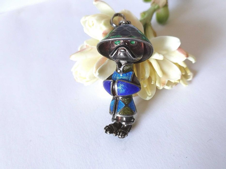 Email si argint masiv pandant