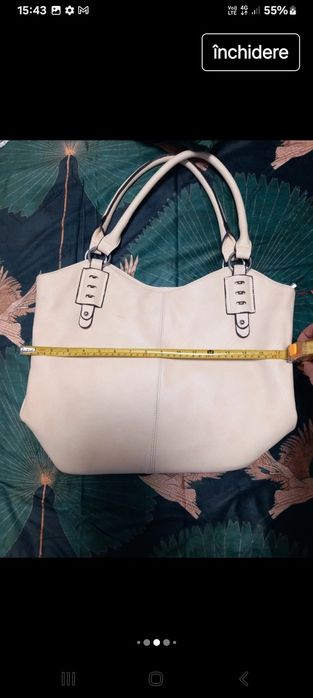 Geanta umar bej+ 1 alba piele