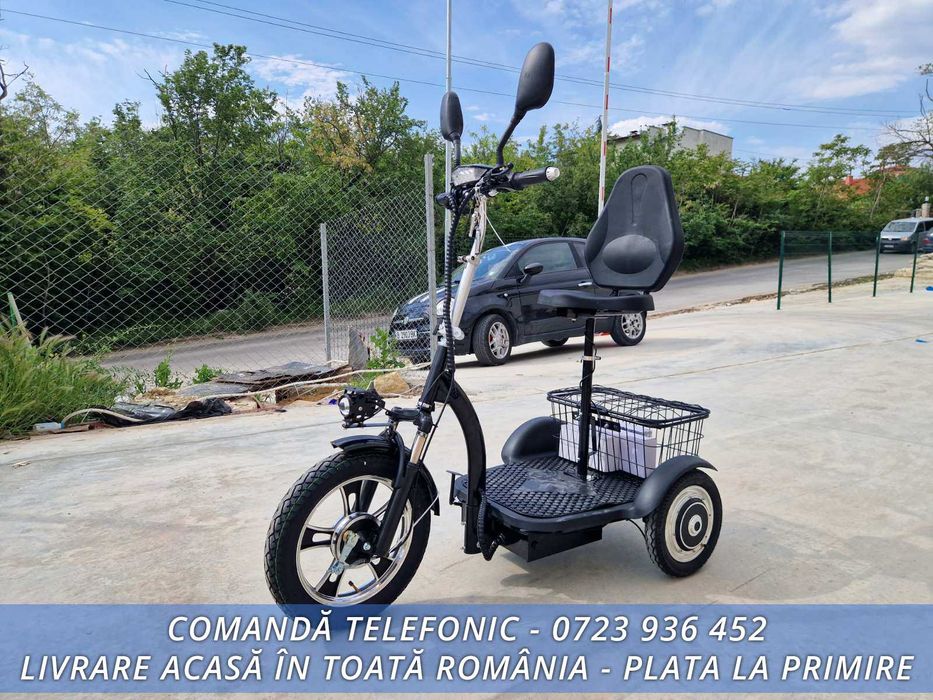 30% Triciclu electric mobilitate adulti si varstnici FARA PERMIS - Livrare acasa in toata Romania - GARANTIE - MAGAZIN 48v12ah, 500w,  FULL ECHIPATA!