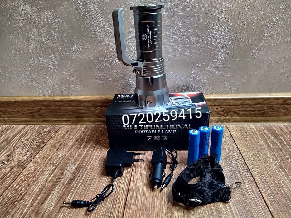 Lanterna Led, CREE XM-L T6, 4 Moduri de Iluminare, 3 Acumulatori