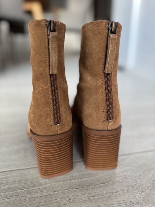 Botine Mango piele intoarsa maro