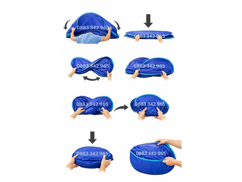НОВА! Плажна палатка тента саморазгъваща Pop-up 180x125x83см