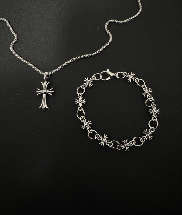 Set Chrome Hearts Lantisor si bratara cross