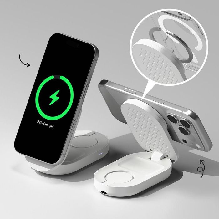 Ringke Qi2.2 25W 3-в-1 MagSafe Безжично Зарядно – Сгъваемо, White