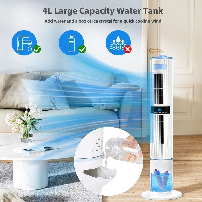 Aparat de răcire portabil Aptorlty 4 în 1 (ventilator / purificator / umidificator / cooler evaporativ), 65 w, flux de aer puternic