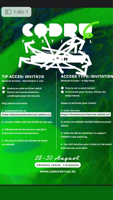 Bilet codru general access toate zilele