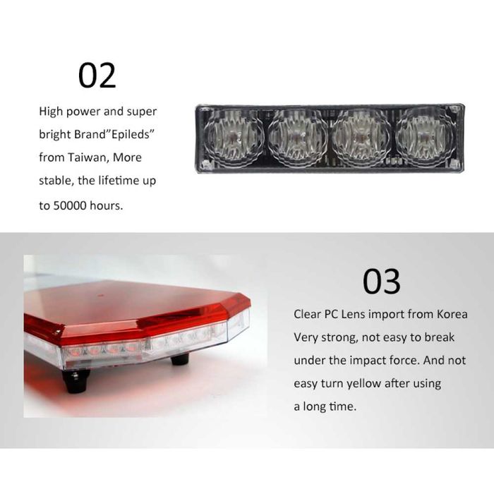 Rampa girofar auto culoare portocaliu profesional 88w /907