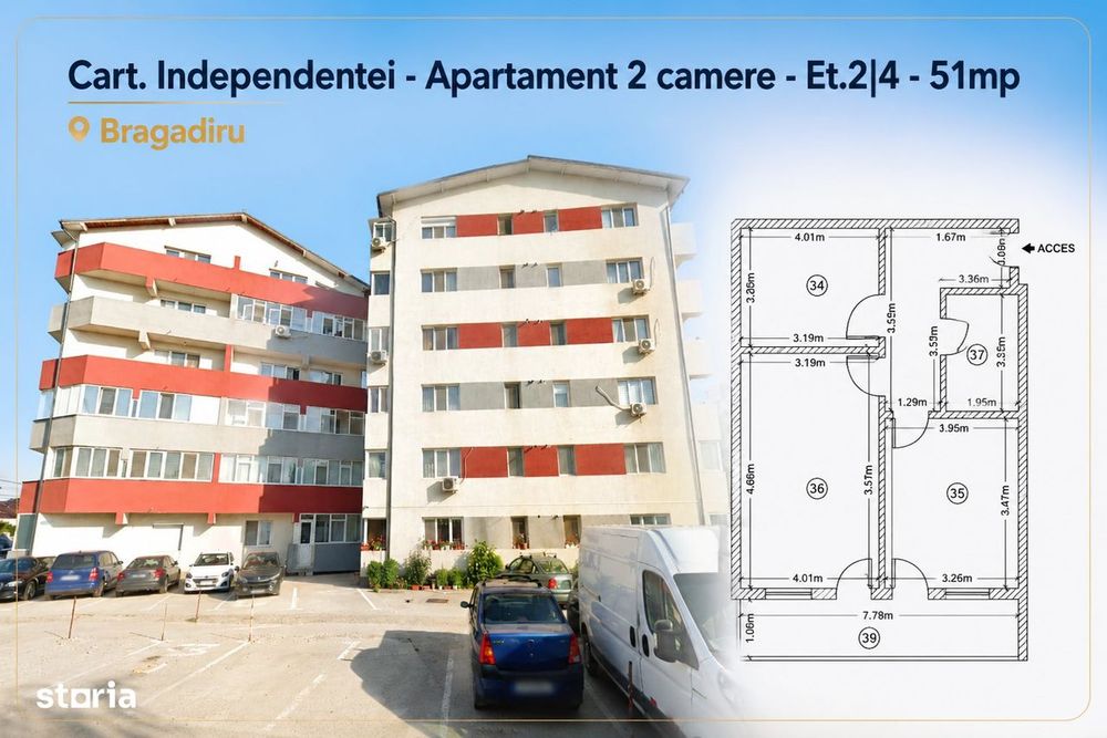 Cart. Independentei - Apartament 2 camere - Et.2|4 - 51mp, Bragadiru — fotografia 1