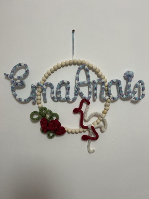 Nume tricotat bebe/semn de usa personalizat