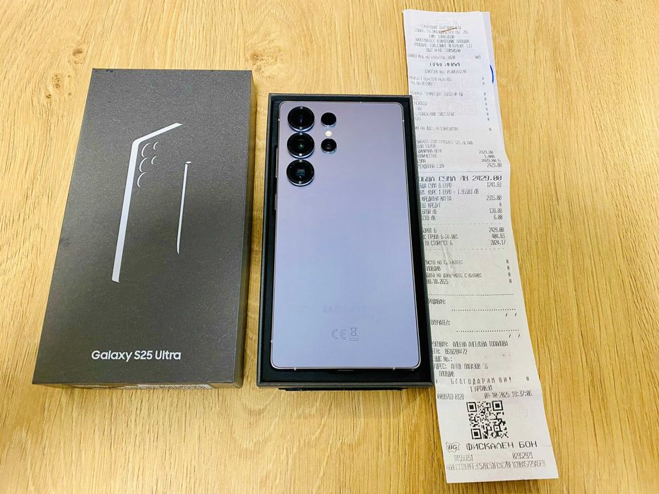 НОВ !!! Samsung S25 Ultra, 12GB RAM, 512GB, 5G, SilverBlue, Технополис
