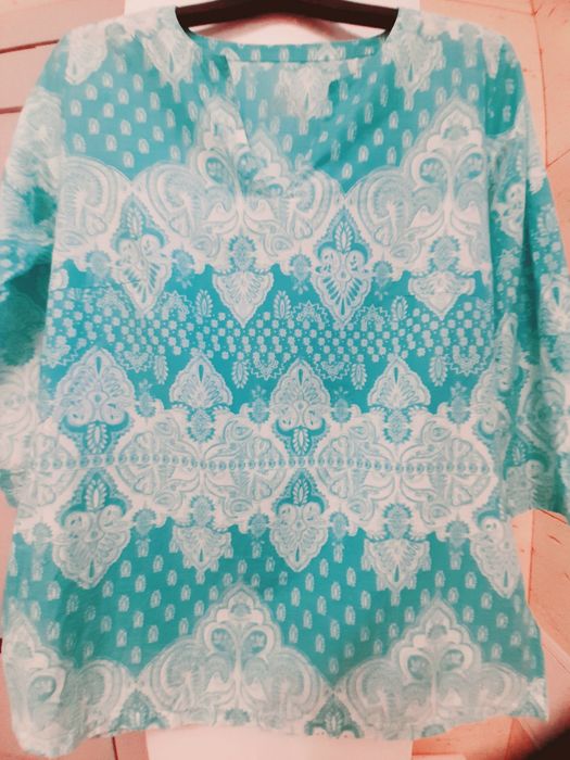 Bluza turcoaz din bumbac pentru damă
