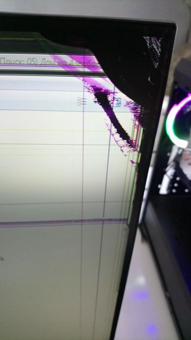 Монитор HP h27fn с треснутым экраном