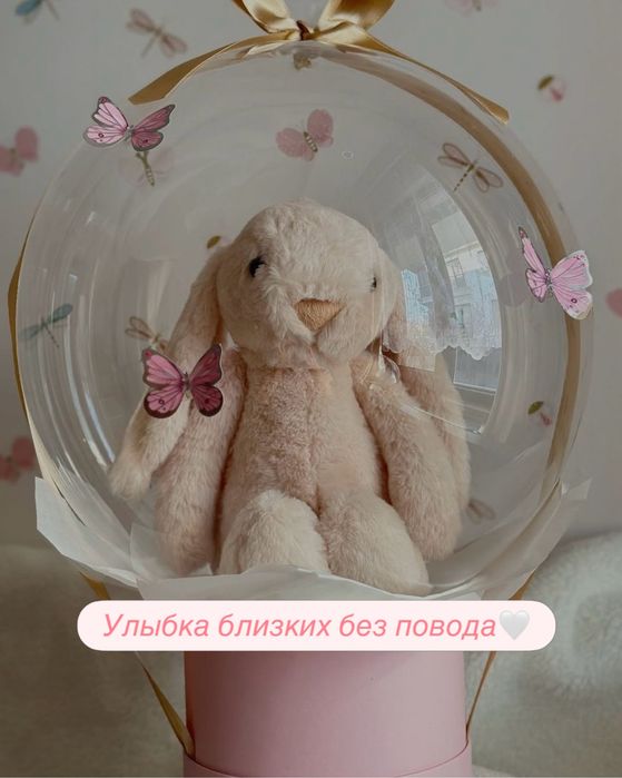 Мягкие игрушки в бабл шарах