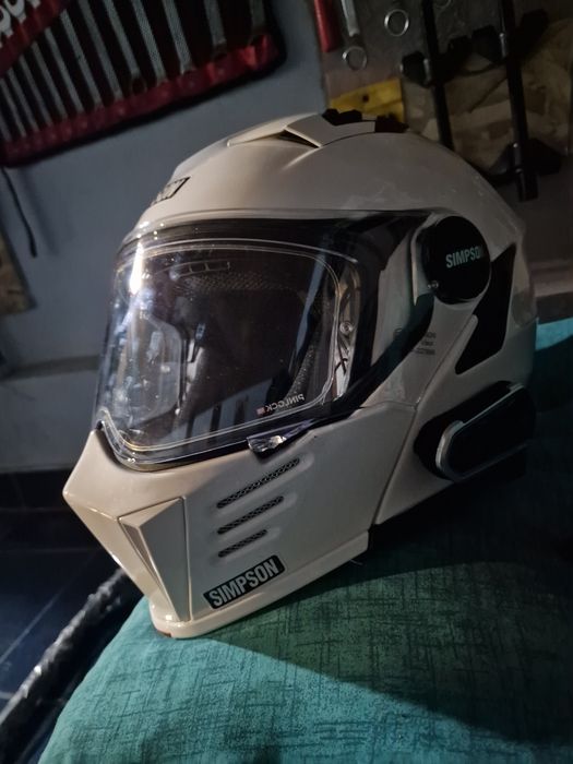 Casca moto simpson darksome venom alb cu intercom inclus