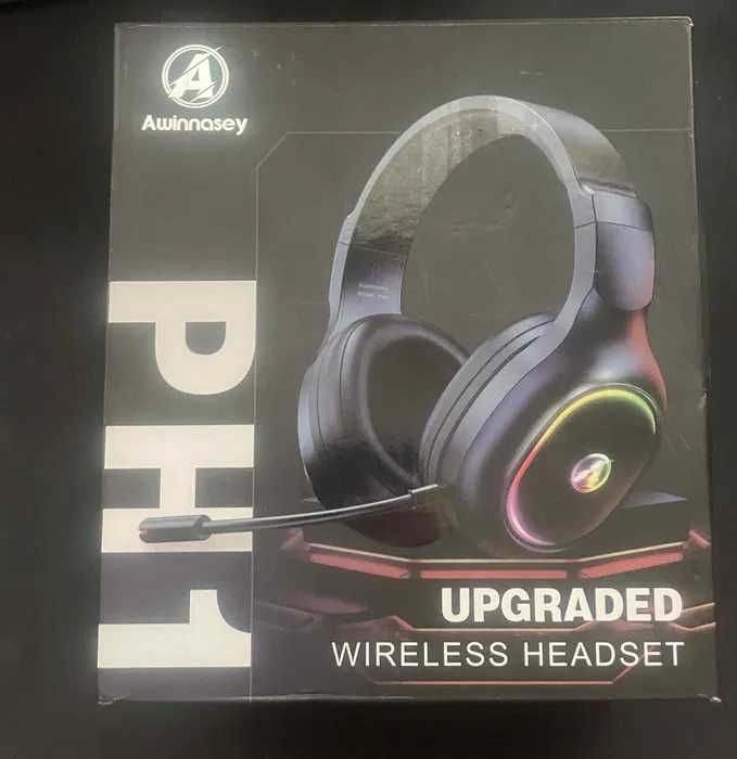 Безжични слушалки за игри Awinnasey 2.4GHz с кабелен режим, 5.4 Blueto