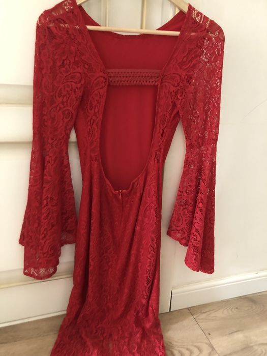 Rochie sexi roșie spatele gol midi