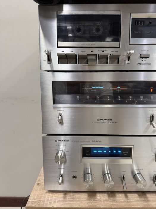 Ретро аудио сет PIONEER синя серия - усилвател, тунер, дек, грамофон