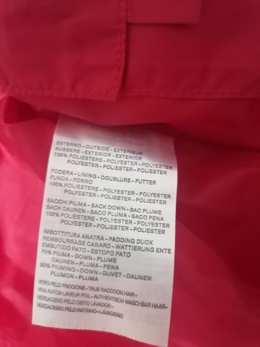 Geaca IANA roșie bebeluși 12-18 luni, umplutura din puf, blanita natur