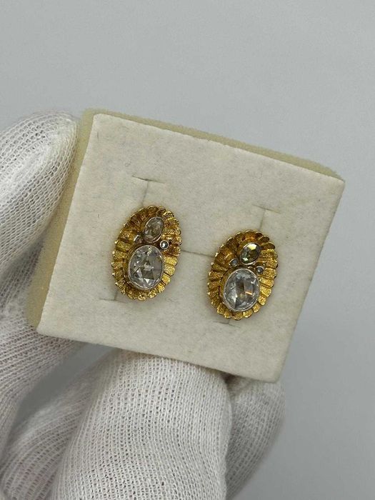 CERCEI AUR 18K + 2 DIAMANTE X 1CT = 2CT + 6 Diam = 0.20ct - Vintage + Certificat !
