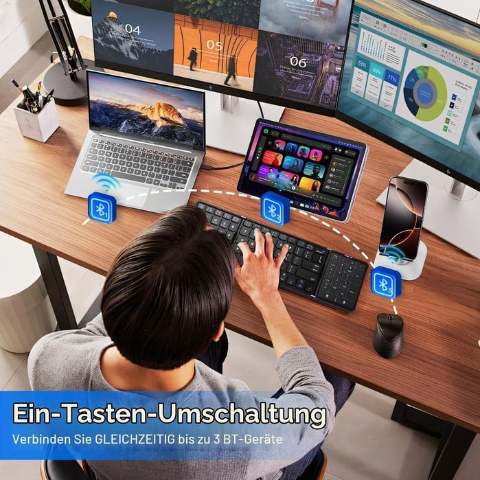 NOU ‼️ Tastatura Qwerty Pliabila Business Travel cu touchpad - Wireless !