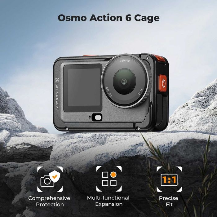 K&F CONCEPT 92,5 см екшън камера селфи стик с DJI Osmo Action 6 клетка