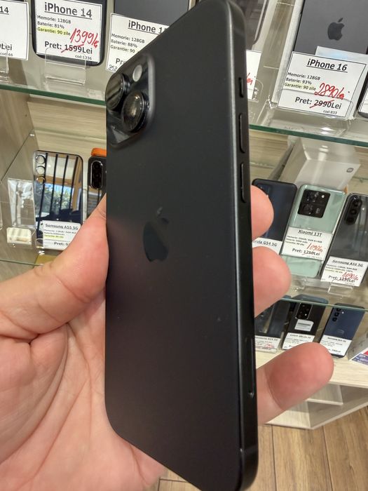 Telefon iphone 15 black 128gb baterie 100%