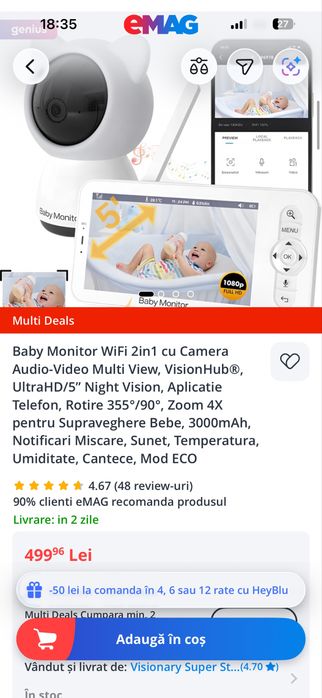 Baby monitor 2in1 cu camera audio video