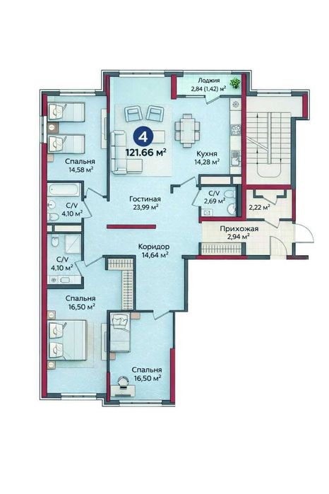 4 ком 122м² NRG Qorasuv 1644$ м²