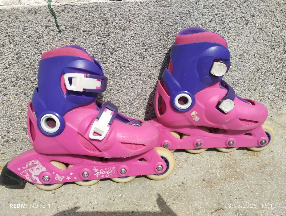 Oxelo - Детски регулируеми ролери Play3 Розово и лилаво 28/30
